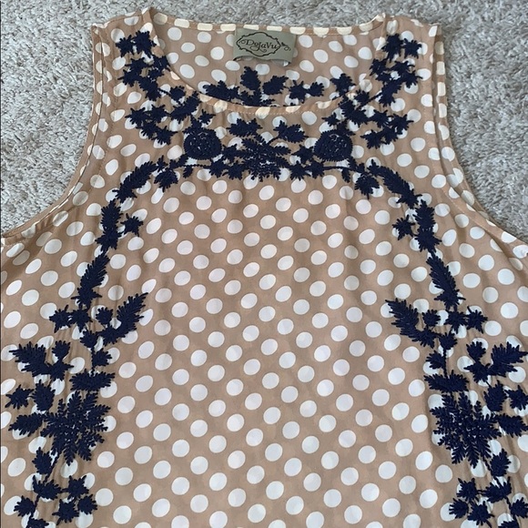 M Tan & Cream Polka Dot sleeveless top - Picture 2 of 7